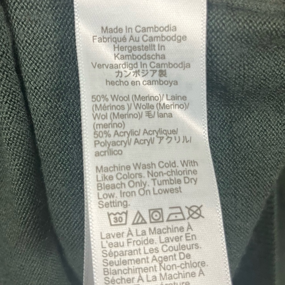 J. Crew‎ Men's Merino Wool Blend Green Quarter Zip Pullover Sweater- Size XL - Picture 7 of 8